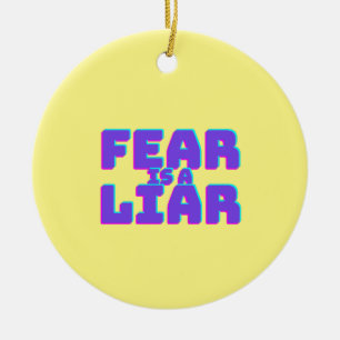 Purple Fear is a liar Jesus Quote Christian Ceramic Tree Decoration