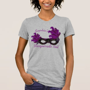 Purple Feather Venetian Mask Masquerade Custom T-Shirt