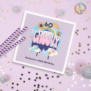 Purple Feeling Groovy Retro 60th Birthday Party Napkin