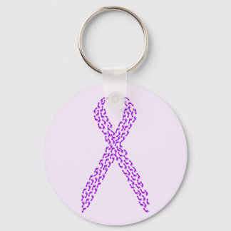 Purple Feet Awareness Ribbon Key Ring