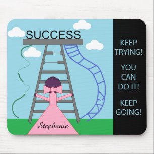 Purple Female Figure Seeking Success Mouse Mat