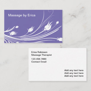 Purple Feminine Floral Massage Therapist Business Card