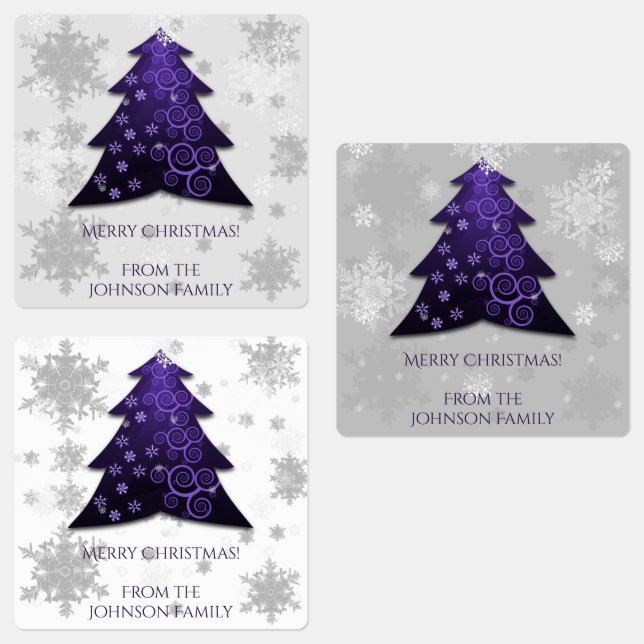 Purple Festive Christmas Tree Baking Label (Group)