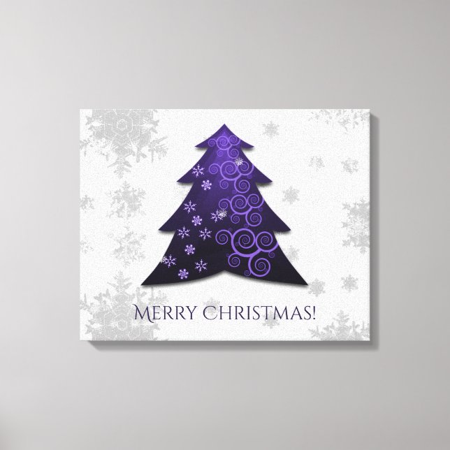 Purple Festive Christmas Tree Canvas Print (Front)