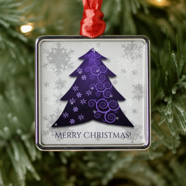 Purple Festive Christmas Tree Ceramic Ornament (Tree)