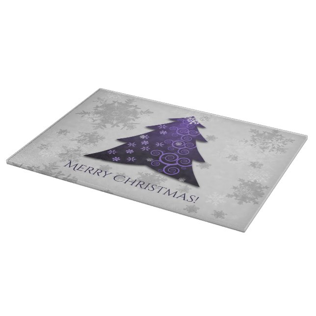 Purple Festive Christmas Tree Cutting Board (Corner)