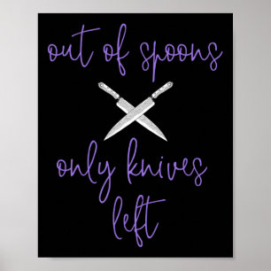 Purple Fibro Lupus Spoonie Awareness Out Of Spoons Poster