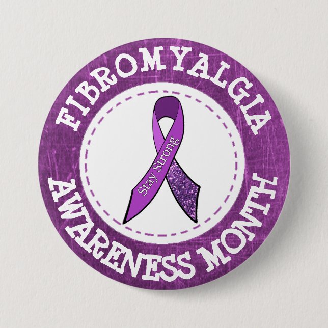 Purple  Fibromyalgia Awareness Month Ribbon Button (Front)