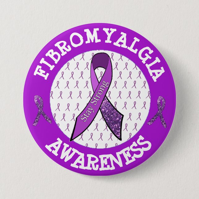 Purple Fibromyalgia Awareness Ribbon Button (Front)