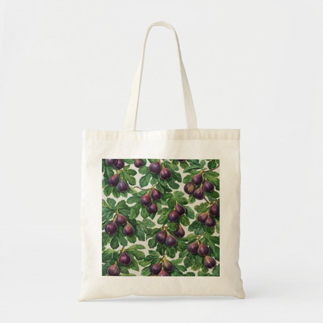 Purple Fig Fruit Botanical Pattern Tote Bag (Front)