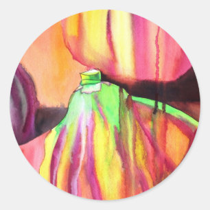 Purple Figs original art watercolor drip painting Classic Round Sticker