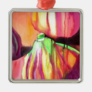Purple Figs original art watercolor drip painting Metal Tree Decoration