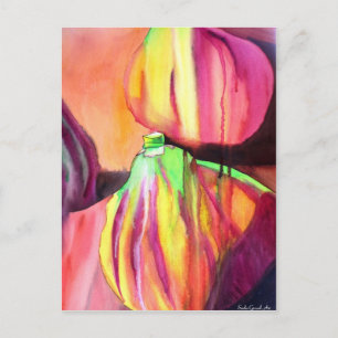 Purple Figs original art watercolor drip painting Postcard