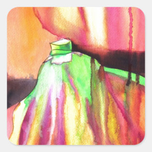 Purple Figs original art watercolor drip painting Square Sticker