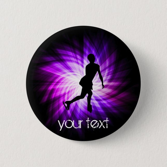 Purple Figure Skating 6 Cm Round Badge (Front)