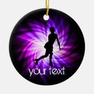 Purple Figure Skating Ceramic Tree Decoration