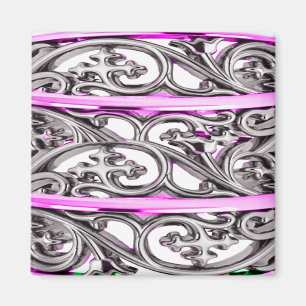 Purple Filigree Cross Pattern Design Magnet