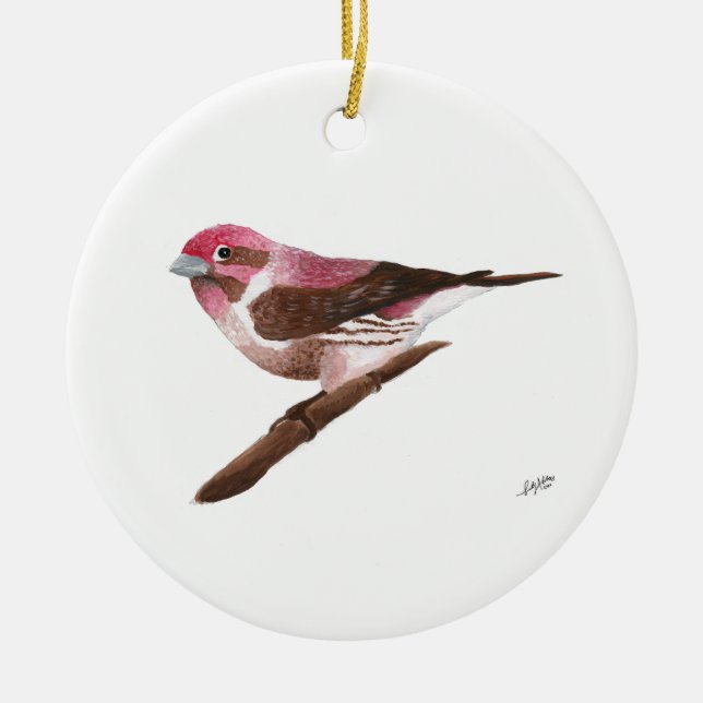 Purple Finch  Ceramic Tree Decoration (Front)