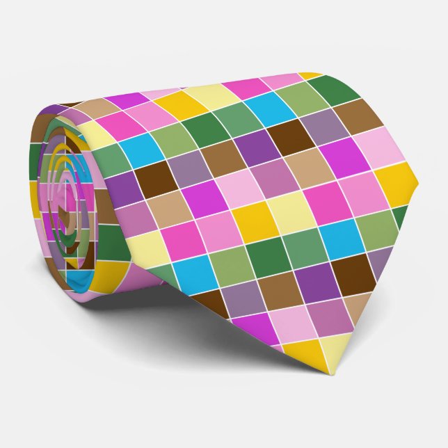 Purple Finch Check Pattern Stylish Colourful Tie (Rolled)