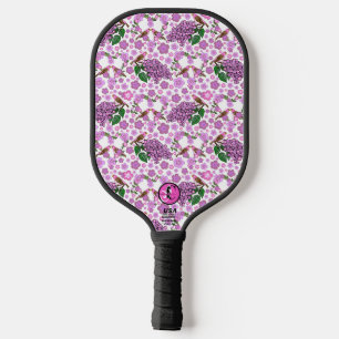 Purple Finches Birds and Lilac Flower Hearts Pickleball Paddle