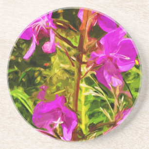 Purple Fireweed Alaska Wildflower Abstract Coaster