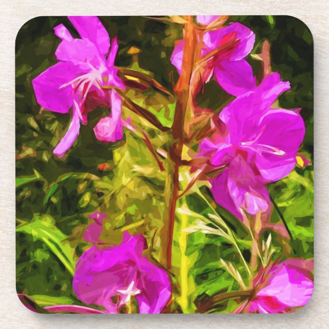 Purple Fireweed Alaska Wildflower Abstract Coaster (Front)