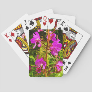 Purple Fireweed Alaska Wildflower Abstract Playing Cards