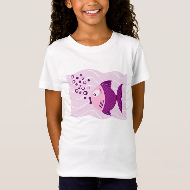 Purple Fish Composition Girls T-shirt (Front)