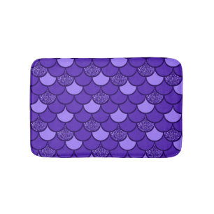 Purple fish scale pattern with glitter effect bath mat