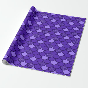 Purple fish scale pattern with glitter effect wrapping paper