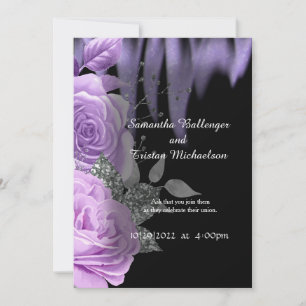 Purple Flame Roses Gothic Wedding Invitation