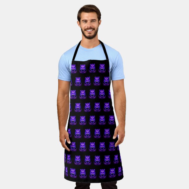 Purple Flaming Fire Tiger Apron (Worn)