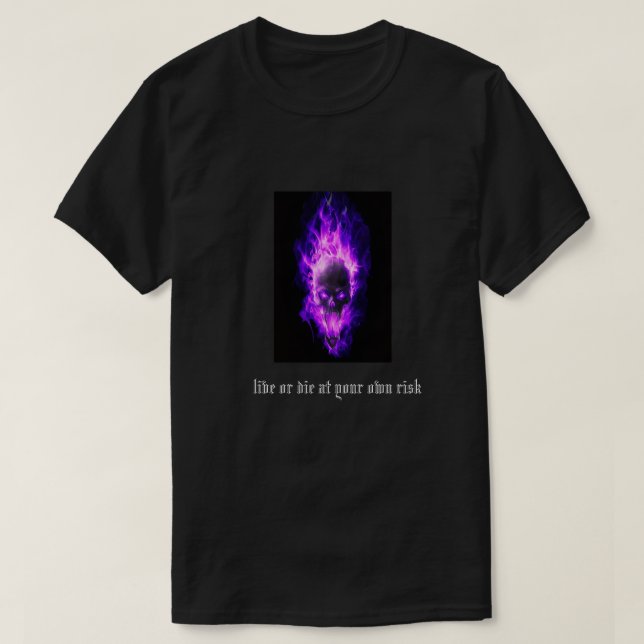 purple flaming rage skull tshirt (Design Front)
