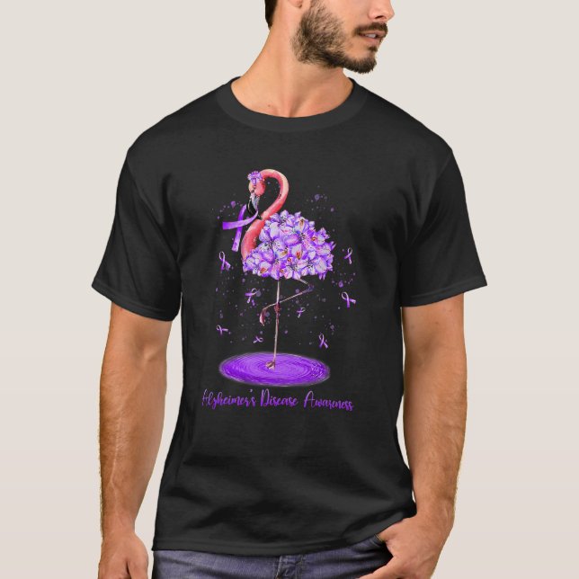 Purple Flamingo Alzheimer's Awareness Ribbon Men W T-Shirt (Front)