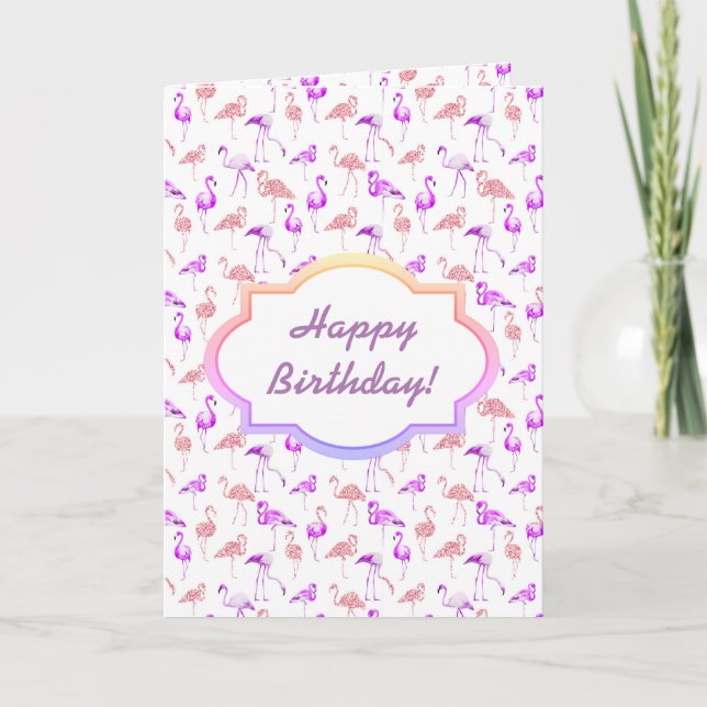 Purple Flamingos, card. Card (Front)