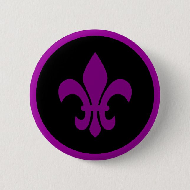 Purple Fleur de Lis 6 Cm Round Badge (Front)