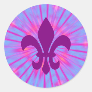 Purple Fleur de Lis Classic Round Sticker