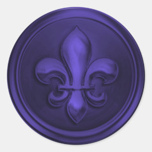 Purple Fleur de Lis Envelope Seal Embossed Look