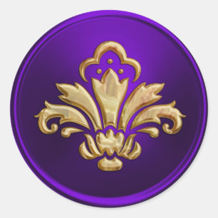 Purple Fleur de Lis Envelope Seal Embossed Look