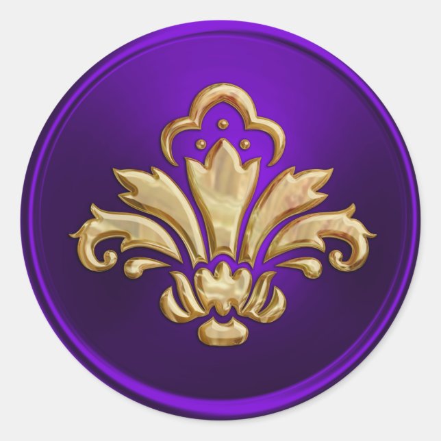 Purple Fleur de Lis Envelope Seal Embossed Look (Front)