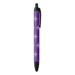 Purple Fleur De Lis pattern Blue Ink Pen