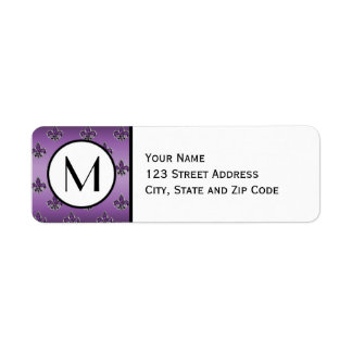 Purple Fleur De Lis Pattern Return Address Label