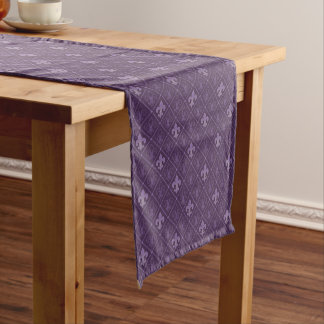 Purple Fleur de Lis Pattern Short Table Runner