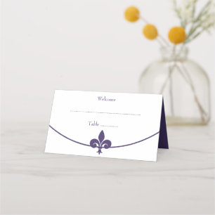 Purple Fleur de Lis Wedding Reception Place Card