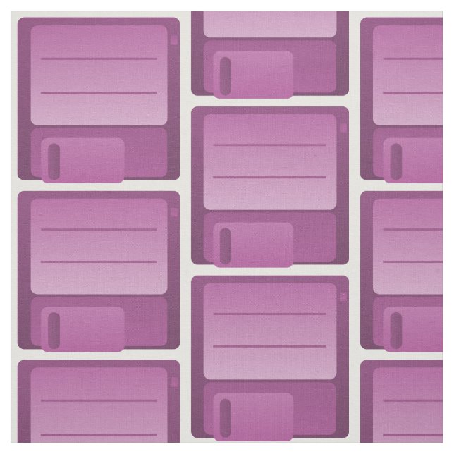 Purple Floppy Disc Pattern Fabric (Swatch)