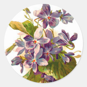 Purple Flora Classic Round Sticker