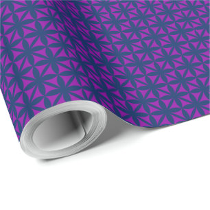 Purple Flora Pattern on editable background colour Wrapping Paper