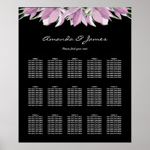 Purple Floral 15 Table Seating Chart