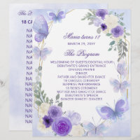 Purple Floral 18 Candle and Roses Ceremony Program