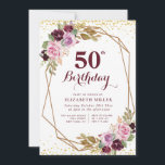 purple floral 50th birthday party invitation<br><div class="desc">A lovely floral theme design with lovely purple autumn watercolor flower . The text and colours can be personalised.</div>